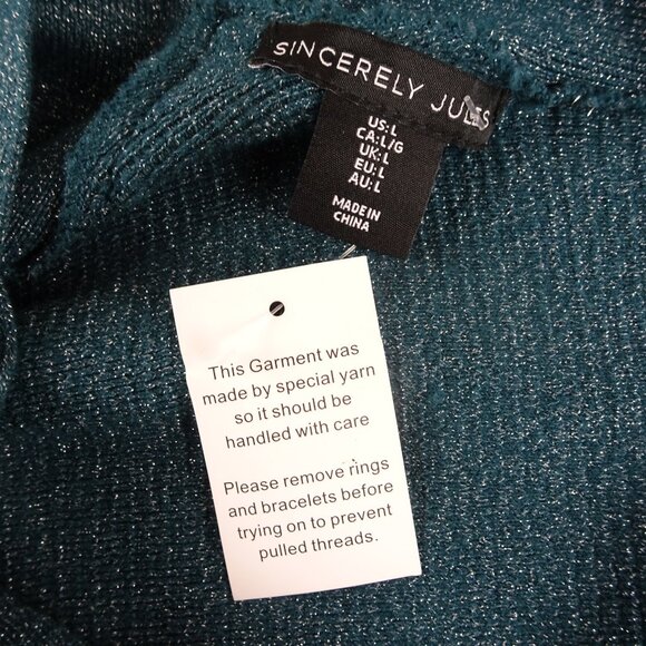 Sincerely Jules Women Bodycon Green Metallic Dress Size L - Picture 5 of 8